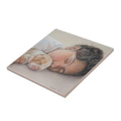 かわいい子犬のビーグル犬の抱き寝坊と犬 タイル (側面)