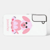 かわいい子犬のピンクパーソナライズされたの漫画 SAMSUNG GALAXYケース (裏面横)