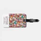 かわいい子犬のファッションパターン|はあなたの名前を加えます ラゲッジタグ (裏面横)