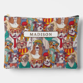 かわいい子犬のファッションパターン アクセサリーポーチ (正面)