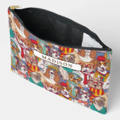 かわいい子犬のファッションパターン アクセサリーポーチ (見開き)