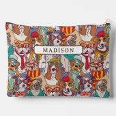 かわいい子犬のファッションパターン アクセサリーポーチ (裏面)