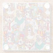 かわいい子犬のファッションパターン ガラスコースター (裏面)