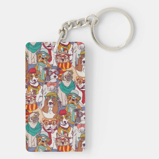 かわいい子犬のファッションパターン キーホルダー (裏面)