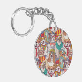 かわいい子犬のファッションパターン キーホルダー (正面左)