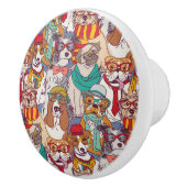 かわいい子犬のファッションパターン セラミックノブ (右)