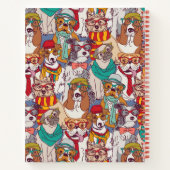 かわいい子犬のファッションパターン ノートブック (裏面)