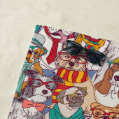 かわいい子犬のファッションパターン ビーチタオル (インサイチュ)