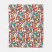 かわいい子犬のファッションパターン フリースブランケット (正面)