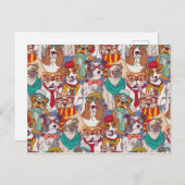 かわいい子犬のファッションパターン ポストカード (正面/裏面)