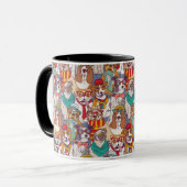 かわいい子犬のファッションパターン マグカップ (正面左)