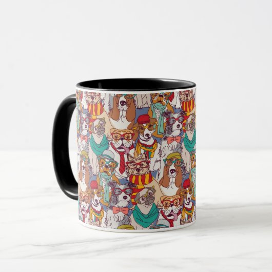 かわいい子犬のファッションパターン マグカップ (正面左)