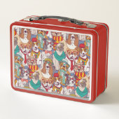 かわいい子犬のファッションパターン メタルランチボックス (裏面)