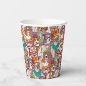 かわいい子犬のファッションパターン 紙コップ (裏面)