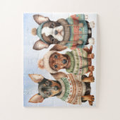 かわいい子犬のフェスティバル冬の子犬のクリスマス ジグソーパズル (縦)