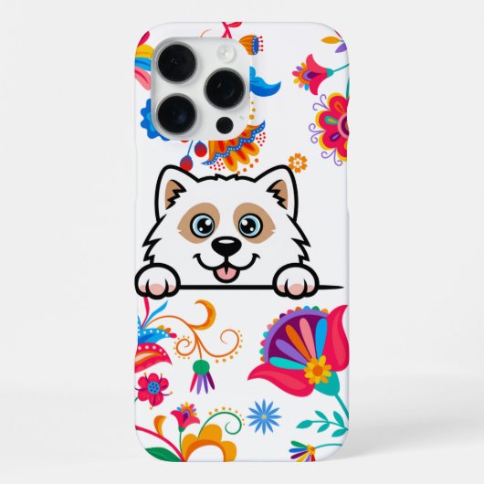 かわいい子犬のフラワーモバイルケース – 愛犬家向け iPhoneケース (裏面)