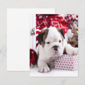 かわいい子犬のブルドッグ | 面白いクリスマス 招待状 (正面/裏面)