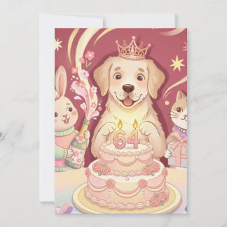 かわいい子犬のプリンセス ハッピーバースデーパーティー招待状 招待状