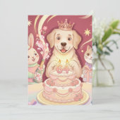 かわいい子犬のプリンセス ハッピーバースデーパーティー招待状 招待状 (スタンド正面)