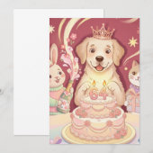 かわいい子犬のプリンセス ハッピーバースデーパーティー招待状 招待状 (正面/裏面)