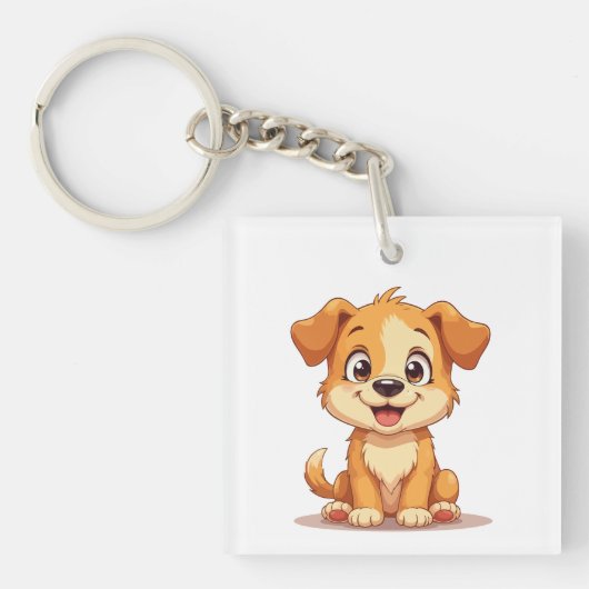 かわいい子犬のプリントTシャツ キーホルダー (正面)