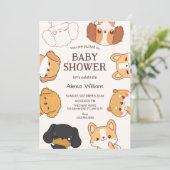 かわいい子犬のベビーシャワー 招待状 (スタンド正面)