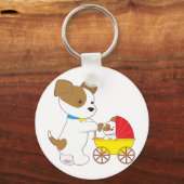 かわいい子犬のベビー車 キーホルダー (正面)