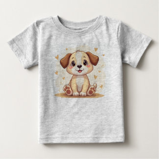 かわいい子犬のベビーTシャツ ベビーTシャツ