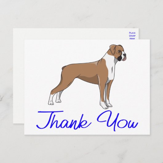 かわいい子犬のボクサー犬の感謝カード ポストカード (正面/裏面)