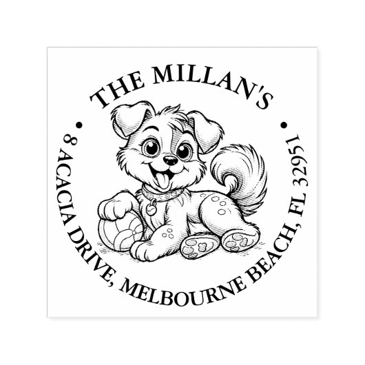 かわいい子犬のボールラバーテーマ セルフインキングスタンプ (デザイン)