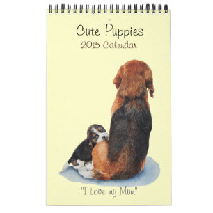 かわいい子犬のポートレート絵のリアリスト芸術 カレンダー