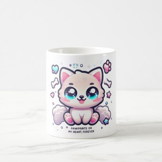 かわいい子犬のマグポープリント私のハート、永遠 コーヒーマグカップ (中央)