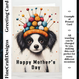 かわいい子犬のマフラー帽子 CY1 オーダーメイド ママ カード
