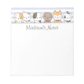 かわいい子犬のメモパーソナライズされた帳 ノートパッド (正面)