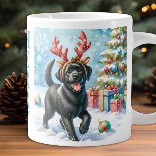 かわいい子犬のラブラドールリトリーブクリスマス ジャンボコーヒーマグカップ