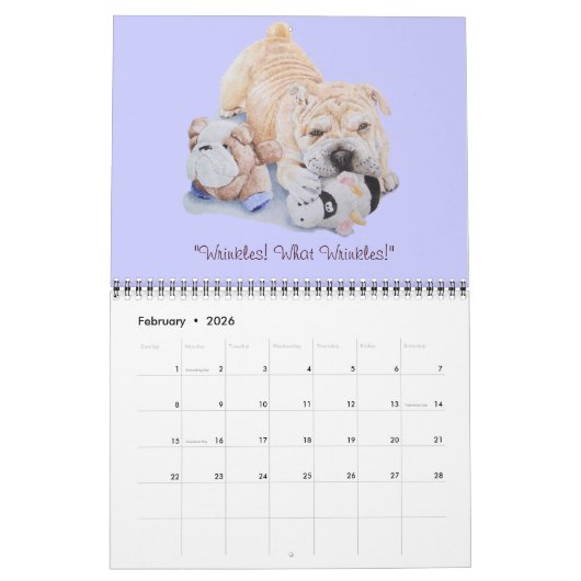 かわいい子犬のリアルなアートポートレート2025 カレンダー (2月 2026)