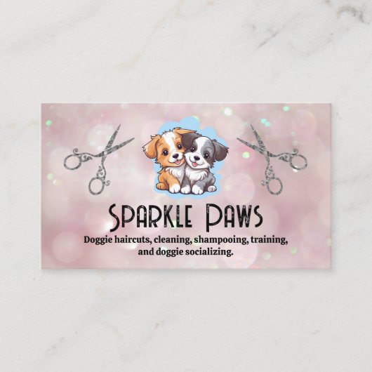 かわいい子犬のロゴ | はさみ | 《写真》ぼけ味名刺 名刺 (正面)