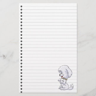 かわいい子犬の並んだ文房具 便箋