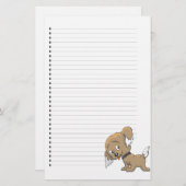 かわいい子犬の並んだ文房具 便箋 (正面/裏面)