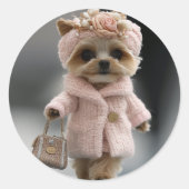 かわいい子犬の丸いステッカー ラウンドシール (正面)