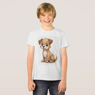 かわいい子犬の乗った子供のTシャツ トライブレンドＴシャツ