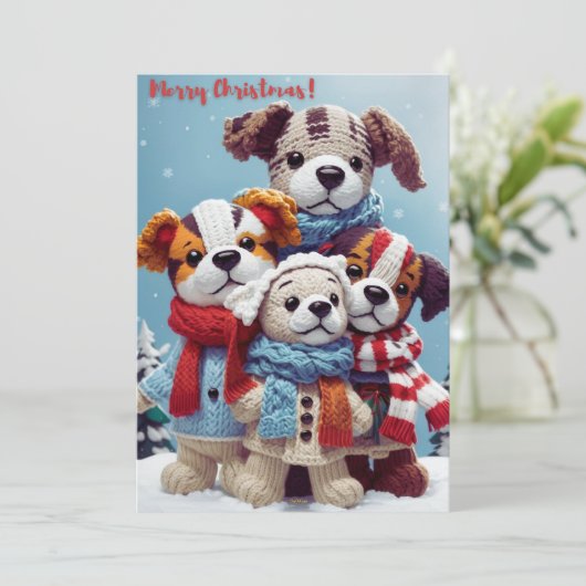 かわいい子犬の人形で詰まったクリスマスを楽しむ: シーズンカード (スタンド正面)