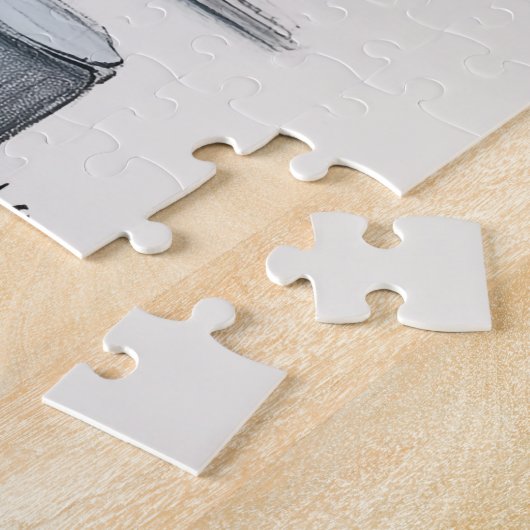 かわいい子犬の像 ジグソーパズル (側面)