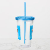 かわいい子犬の写真ハッピーバースデー番号5青 アクリルタンブラー (右)