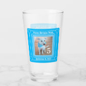 かわいい子犬の写真ハッピーバースデー番号5青 タンブラーグラス (裏面)