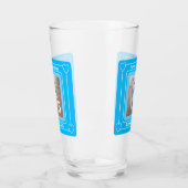 かわいい子犬の写真ハッピーバースデー番号5青 タンブラーグラス (左)