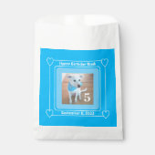 かわいい子犬の写真ハッピーバースデー番号5青 フェイバーバッグ (正面)