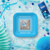 かわいい子犬の写真ハッピーバースデー番号5青 ペーパープレート (パーティー)