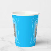 かわいい子犬の写真ハッピーバースデー番号5青 紙コップ (左)