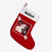 かわいい子犬の写真メリークリスマスパス スモールクリスマスストッキング (正面 (吊り時))